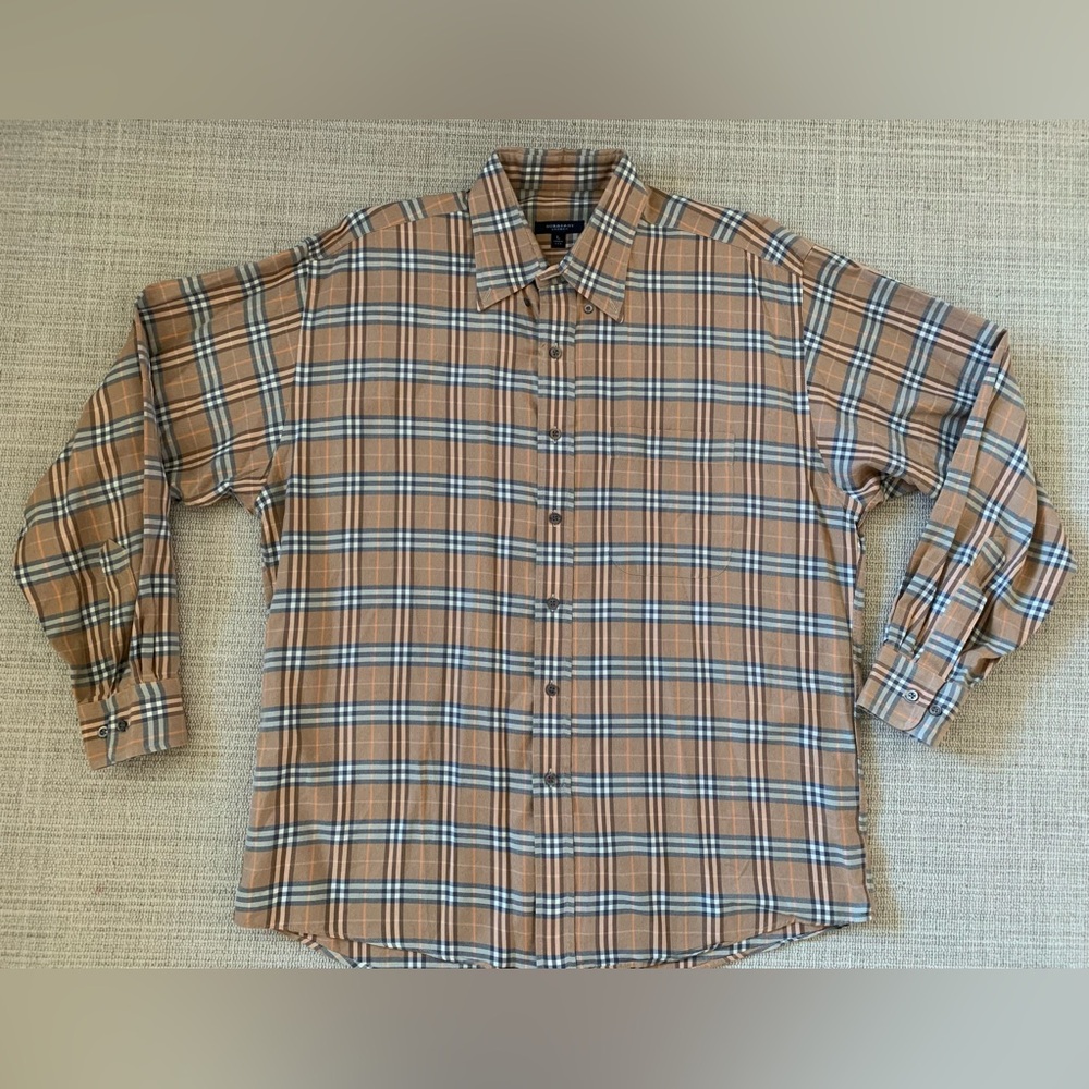 Men’s Burberry London Check Button Down Shirt Large